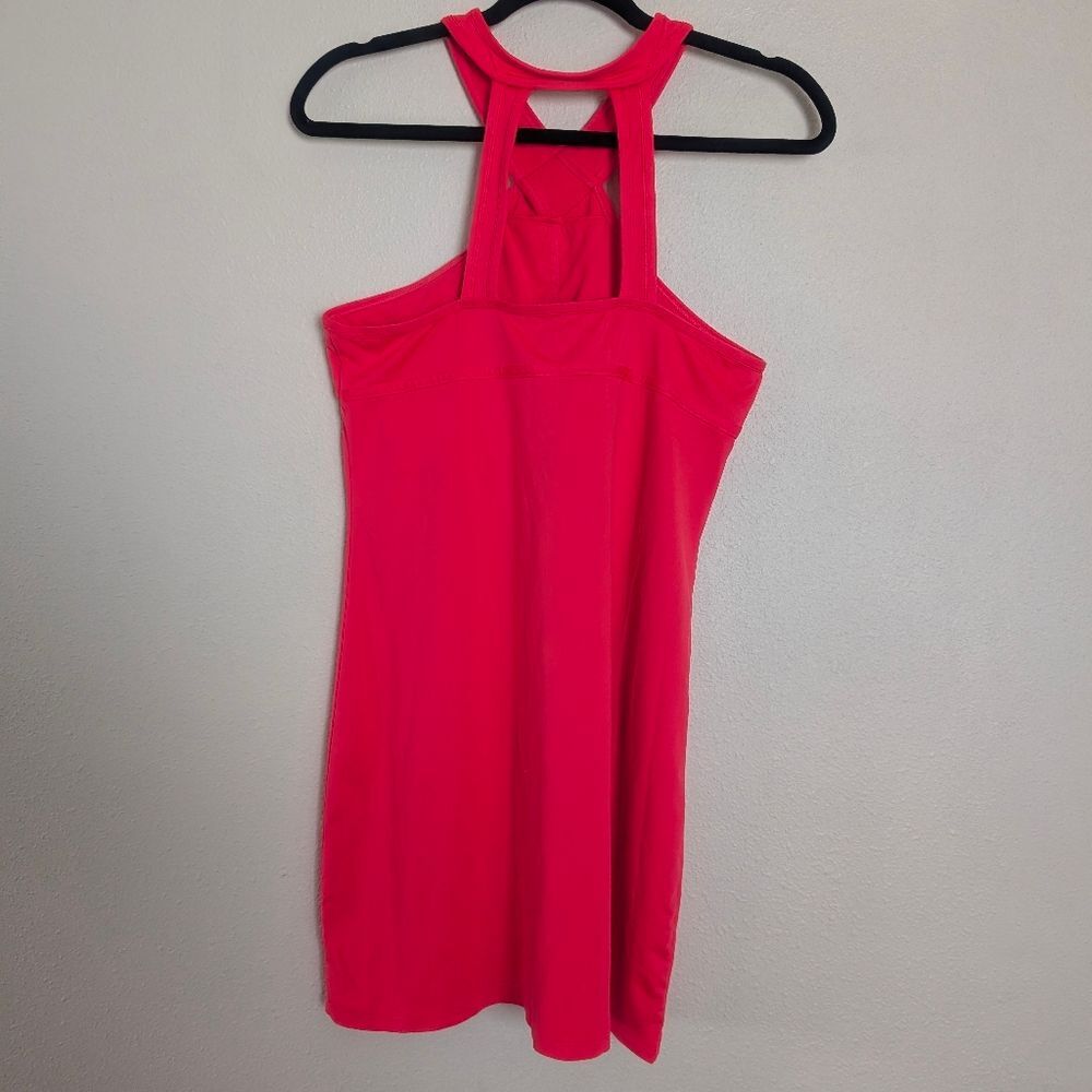 Fabletics Chicago Dress Mini Halter Hot Coral Size Medium - Picture 5 of 8